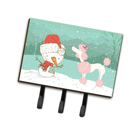 Carolines Treasures Pink Poodle Snowman Christmas Leash or Key Holder CK2066TH68